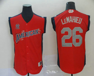 Men's American League New York Yankees #26 DJ LeMahieu Red With Navy 2019 MLB All-Star Futures Game Jersey