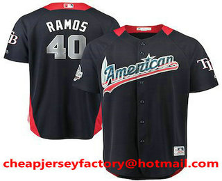 Men's American League Tampa Bay Rays #40 Wilson Ramos Navy Blue 2018 MLB All-Star Game Home Run Derby Player Jersey