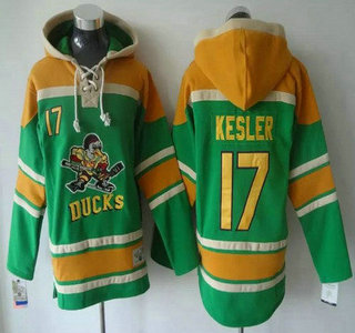 Men's Anaheim Ducks #17 Ryan Kesler Old Time Hockey Green Hoodie