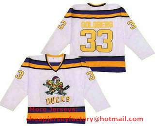 Men's Anaheim Ducks #33 Grey Goldberg White Yellow Movie Hockey Jersey