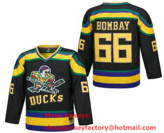 Men's Anaheim Ducks #66 Gordon Bombay Black Throwback Jersey