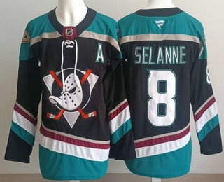 Men's Anaheim Ducks #8 Teemu Selanne Black Authentic Jersey