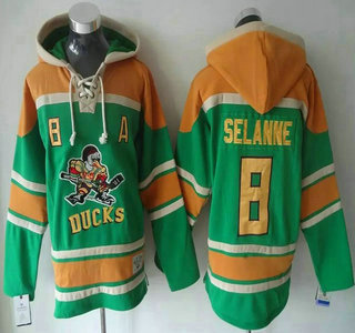 Men's Anaheim Ducks #8 Teemu Selanne Old Time Hockey 2015 Green Hoody