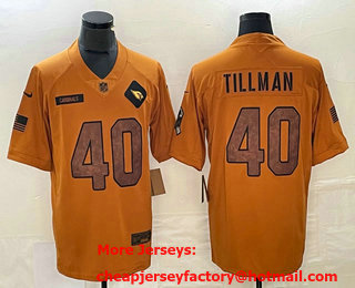 Men's Arizona Cardinals #40 Pat Tillman Brown 2023 Salute To Service Limited Stitched Jersey