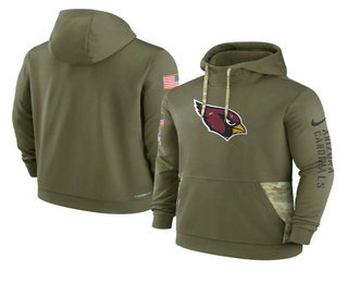 Men's Arizona Cardinals 2022 Olive Salute to Service Therma Performance Pullover Hoodie