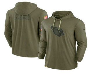 Men's Arizona Cardinals 2022 Olive Salute to Service Tonal Pullover Hoodie