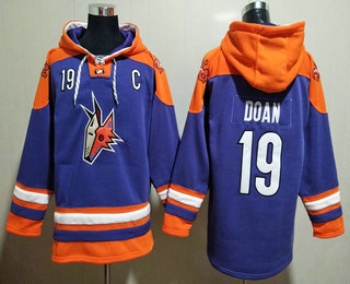 Men's Arizona Coyotes #19 Shane Doan Purple Ageless Must Have Lace Up Pullover Hoodie