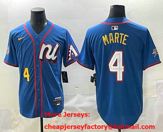 Men's Arizona Diamondbacks #4 Ketel Marte Number Blue 2025 All Star Limited Stitched Jersey