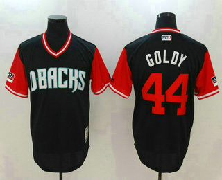 Men's Arizona Diamondbacks #44 Paul Goldschmidt Goldy Black-Red 2018 Players' Weekend Authentic Jersey