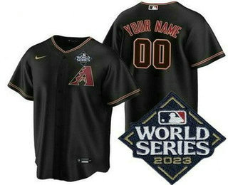 Men's Arizona Diamondbacks Customized Black 2023 World Series Cool Base Jersey