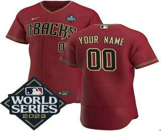 Men's Arizona Diamondbacks Customized Red 2023 World Series Authentic Jersey
