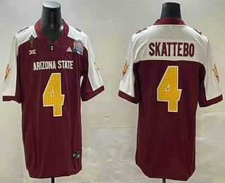 Men's Arizona State Sun Devils #4 Cam Skattebo Red Thanksgiving FUSE Limited With Patch Stitched Jersey