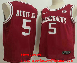 Men's Arkansas Razorbacks #5 Darius Acuff Jr Red College Basketball Jersey