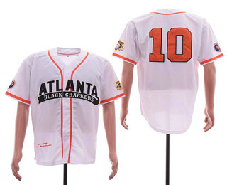 Men's Atlanta Black Crackers #10 Chipper Jones White Mitchell & Ness Throwback Jersey