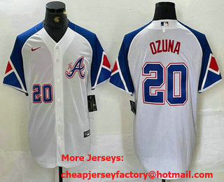 Men's Atlanta Braves #20 Marcell Ozuna Number White 2023 City Connect Flex Base Stitched Jersey