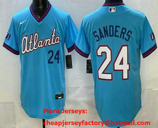 Men's Atlanta Braves #24 Deion Sanders Light Blue 2026 City Connect Stadium Jersey