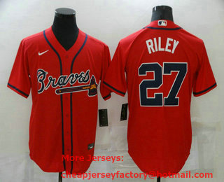 Men's Atlanta Braves #27 Austin Riley Red Stitched MLB Cool Base Nike Jersey