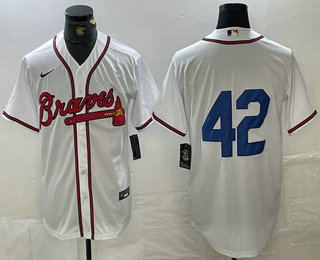 Men's Atlanta Braves #42 Jackie Robinson White Cool Base Stitched Baseball Jersey