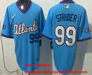 Men's Atlanta Braves #99 Spencer Strider Light Blue 2026 City Connect Stadium Jersey