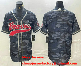 Men's Atlanta Braves Blank Gray Camo Cool Base With Patch Stitched Baseball Jersey