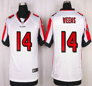 Men's Atlanta Falcons #14 Eric Weems White Road NFL Nike Elite Jersey