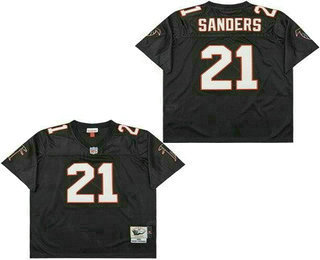 Men's Atlanta Falcons #21 Deion Sanders Black 1992 Throwback Jersey