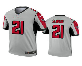 Men's Atlanta Falcons #21 Deion Sanders Silver Inverted Legend Jersey