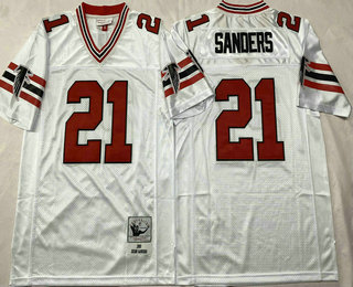 Men's Atlanta Falcons #21 Deion Sanders White 1989 Throwback Jersey