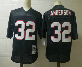 Men's Atlanta Falcons #32 Jamal Anderson Black Mitchell & Ness Throwback Football Jersey