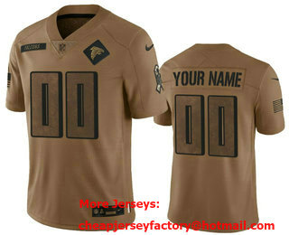 Men's Atlanta Falcons Active Player Custom 2023 Brown Salute To Setvice Limited Stitched Football Jersey