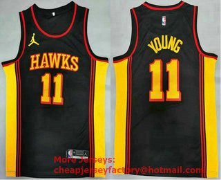 Men's Atlanta Hawks #11 Trae Young Black 2020 NEW Brand Jordan Swingman Stitched NBA Jersey
