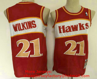 Maillot Swingman Mitchell & Ness pour femme Dominique Wilkins rouge des Atlanta Hawks Hardwood Classics
