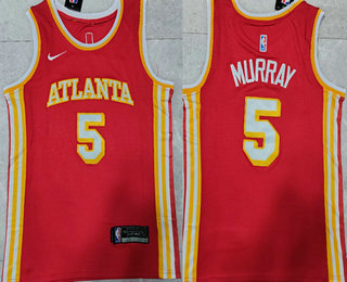 Men's Atlanta Hawks #5 Dejounte Murray Red Nike 2022 Stitched Jersey