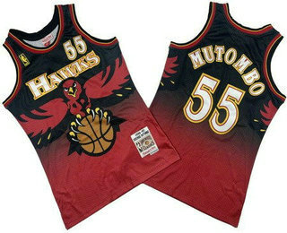 Men's Atlanta Hawks #55 Dikembe Mutombo Red 1996 Throwback Swingman Jersey