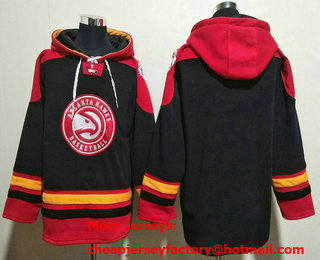 Men's Atlanta Hawks Blank Black Ageless Must Have Lace Up Pullover Hoodie