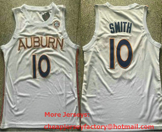 Men's Auburn Tigers #10 Jabari Smith Jr White College Basketball Jersey