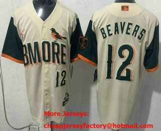 Men's Baltimore Orioles #12 Dylan Beavers Cream 2026 City Connect Stadium Jersey