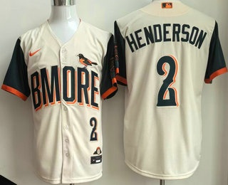 Men's Baltimore Orioles #2 Gunnar Henderson Cream 2026 City Connect Stadium Jersey