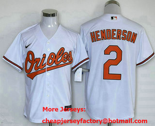 Men's Baltimore Orioles #2 Gunnar Henderson White Cool Base Stitched Jersey