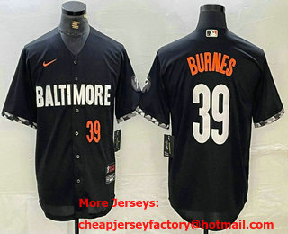 Men's Baltimore Orioles #39 Corbin Burnes Number Black 2023 City Connect Cool Base Stitched Jersey