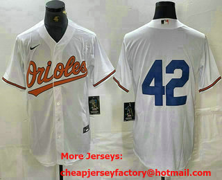 Men's Baltimore Orioles #42 Jackie Robinson White Stitched Cool Base Nike Jersey