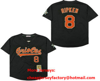 Men's Baltimore Orioles #8 Cal Ripken Black 1993 Throwback Jersey