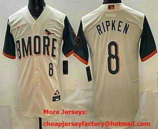 Men's Baltimore Orioles #8 Cal Ripken Jr Cream 2026 City Connect Stadium Jersey