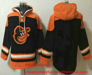 Men's Baltimore Orioles Blank Black Ageless Must Have Lace Up Pullover Hoodie