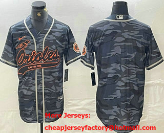 Men's Baltimore Orioles Blank Gray Camo Cool Base Stitched Jersey