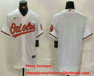 Men's Baltimore Orioles Blank White Cool Base Stitched Jersey