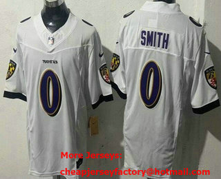 Men's Baltimore Ravens #0 Roquan Smith Limited White FUSE Vapor Jersey