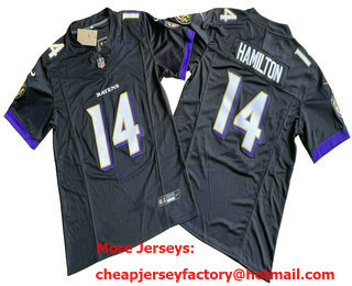 Men's Baltimore Ravens #14 Kyle Hamilton Limited Black FUSE Vapor Jersey