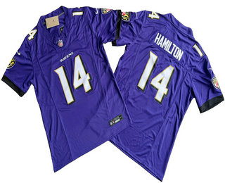 Men's Baltimore Ravens #14 Kyle Hamilton Limited Purple FUSE Vapor Jersey