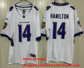 Men's Baltimore Ravens #14 Kyle Hamilton Limited White Vapor Jersey